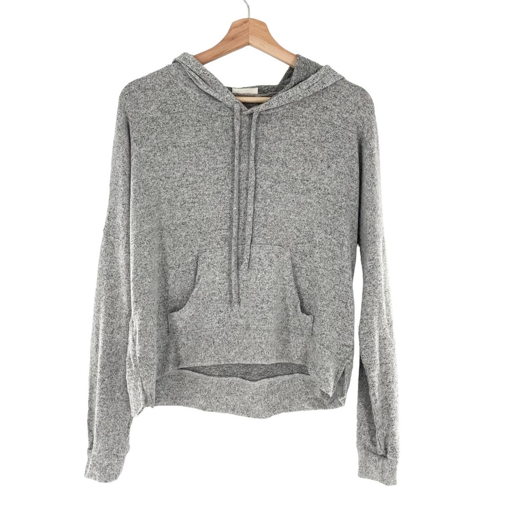Wst Cst Nordstrom Brushed Knit Hoodie Drawstring in Heather Gray